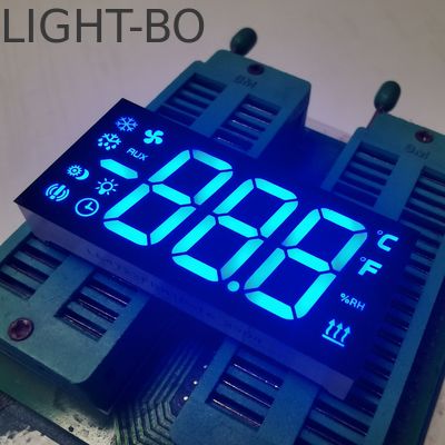 Ultra azul personalizado de 3 dígitos de 7 segmentos de pantalla LED de cátodo común para controlador de refrigerador