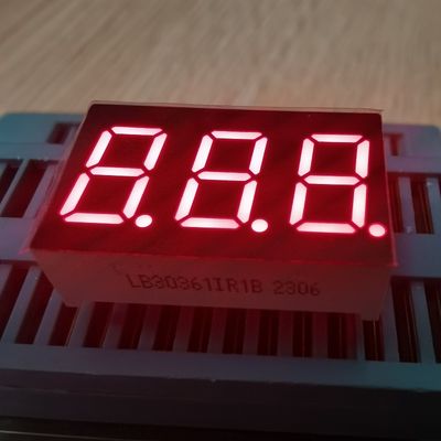 Pantalla LED de 3 dígitos y 7 segmentos de ánodo común de 0.36 pulgadas (9.2 mm) rojo súper brillante para indicadores de temperatura/humedad