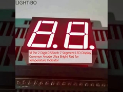 18 pin 2 dígitos 0,56 pulgadas 7 segmentos de pantalla LED Anodo común Ultra rojo brillante para el indicador de temperatura