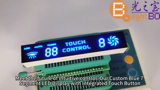 Botón táctil personalizado con pantalla LED azul de 7 segmentos para control de temperatura